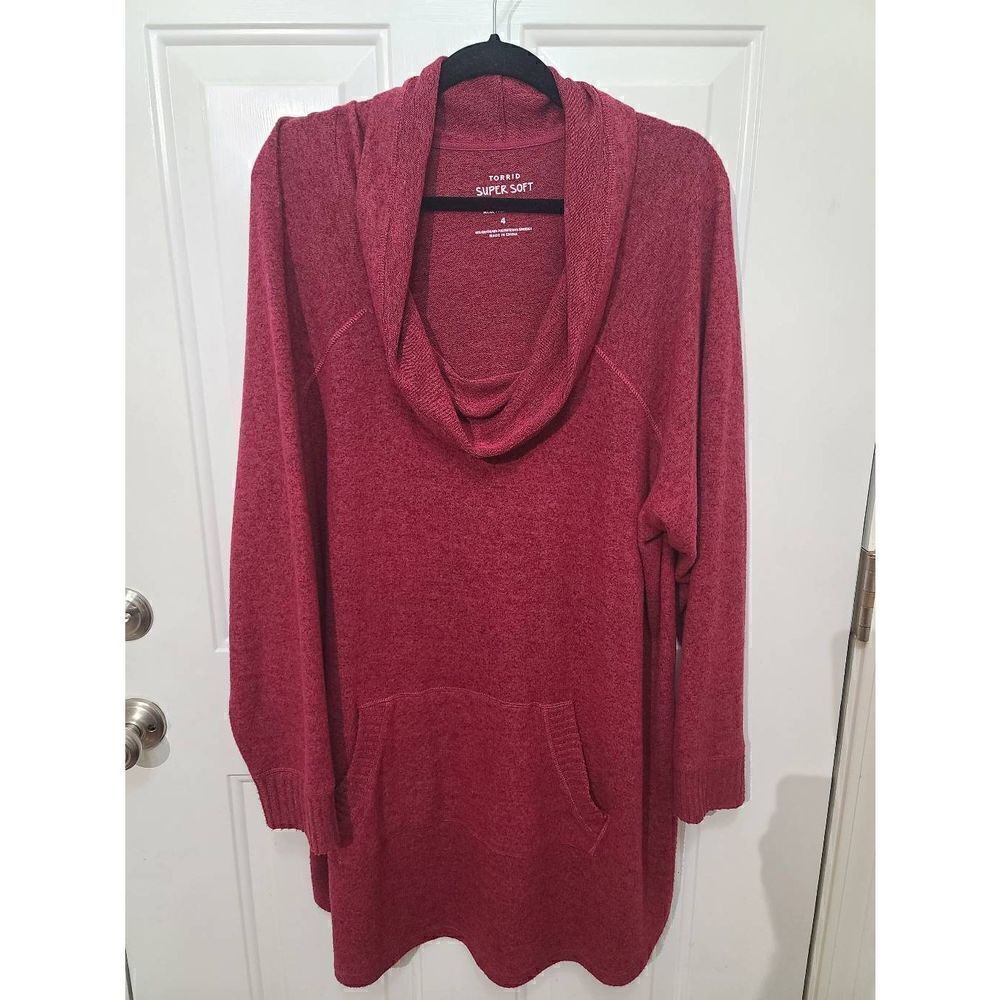 TORRID Super Soft Plush W/Pockets Cowl Neck Raglan Tunic Sweatshirt Top Sz 4 (20